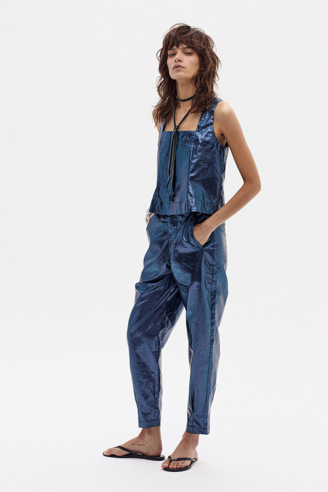 
                  
                    Pantalón Anya en Lino Metalizado - Azul
                  
                