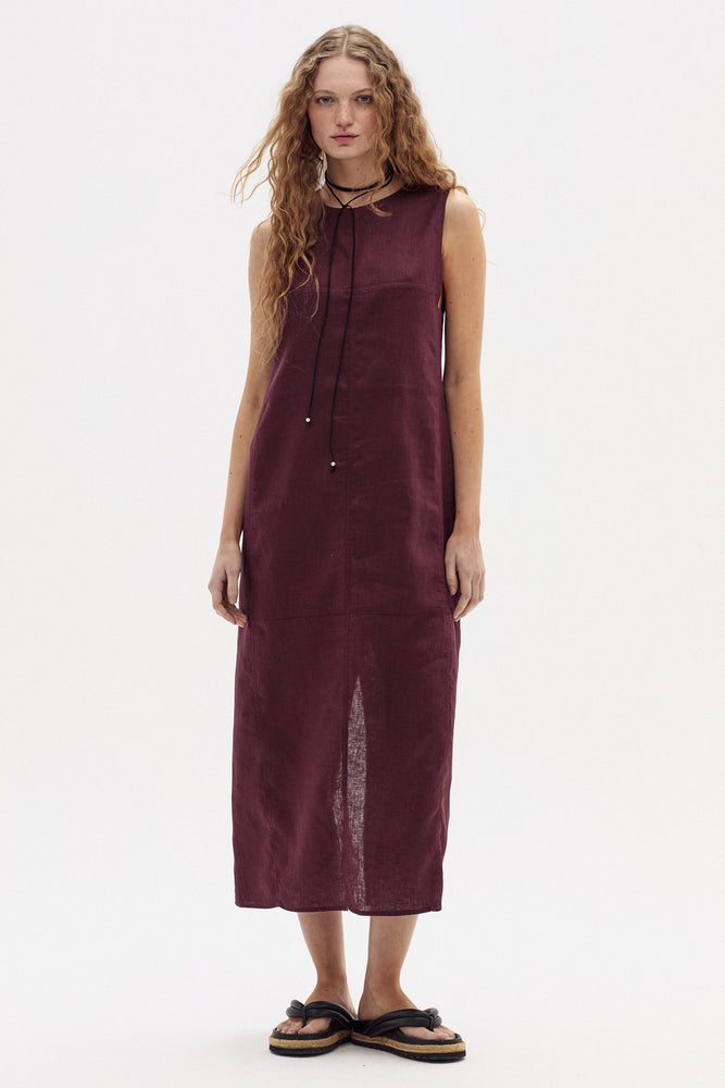 
                  
                    Vestido Fred Midi en Lino - Deep Merlot
                  
                