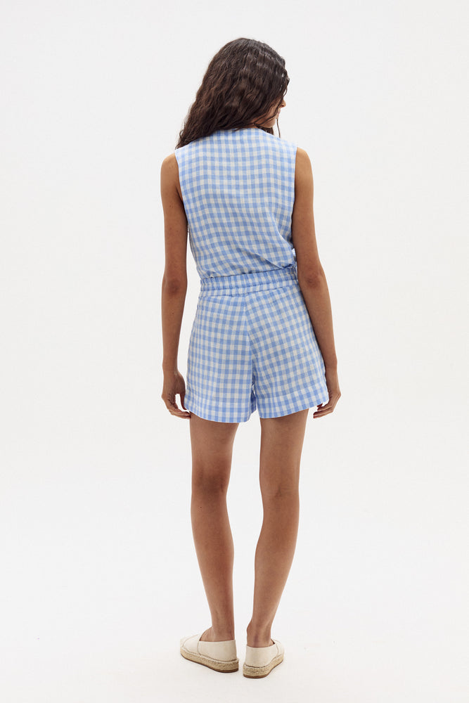 
                  
                    Short Iris en Lino - Denim Vichy Checks
                  
                
