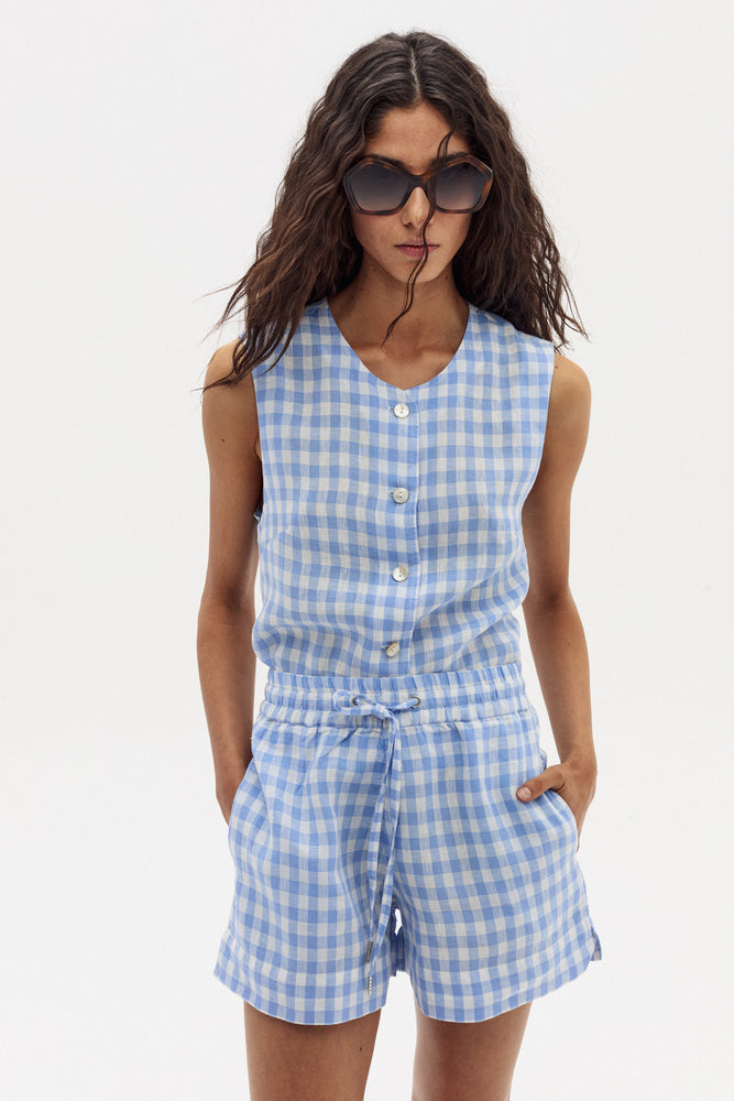 
                  
                    Top Pam en Lino - Denim Vichy Checks
                  
                