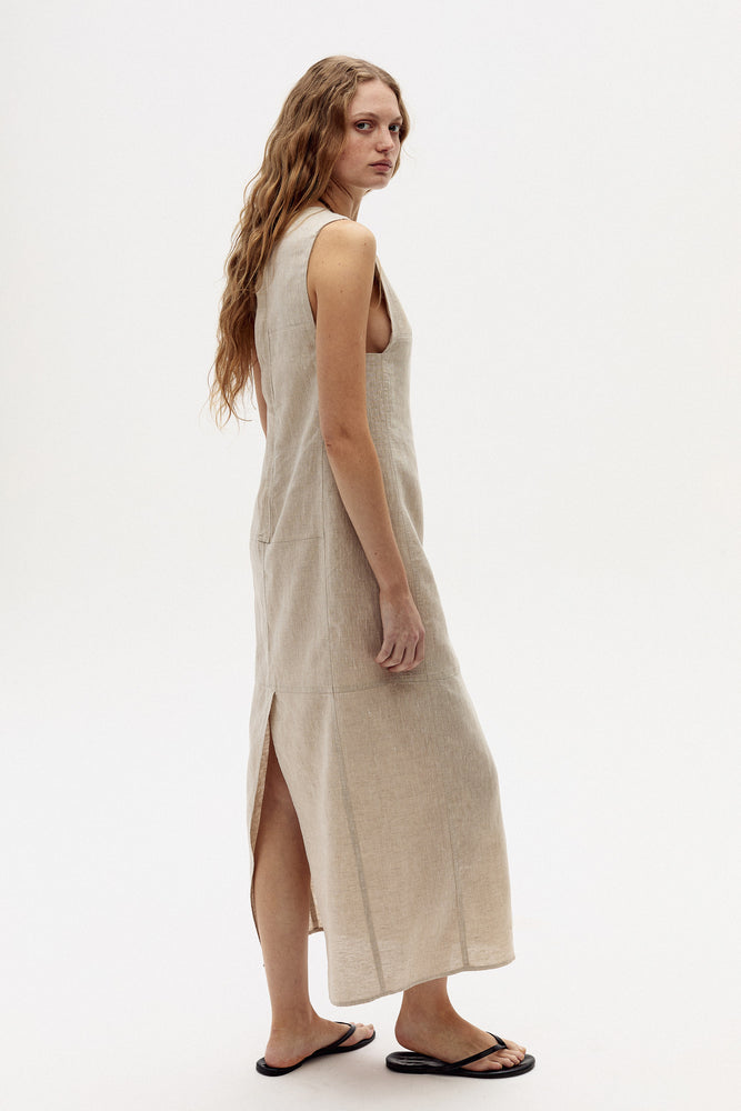 
                  
                    Vestido Fred Midi en Lino - Natural
                  
                