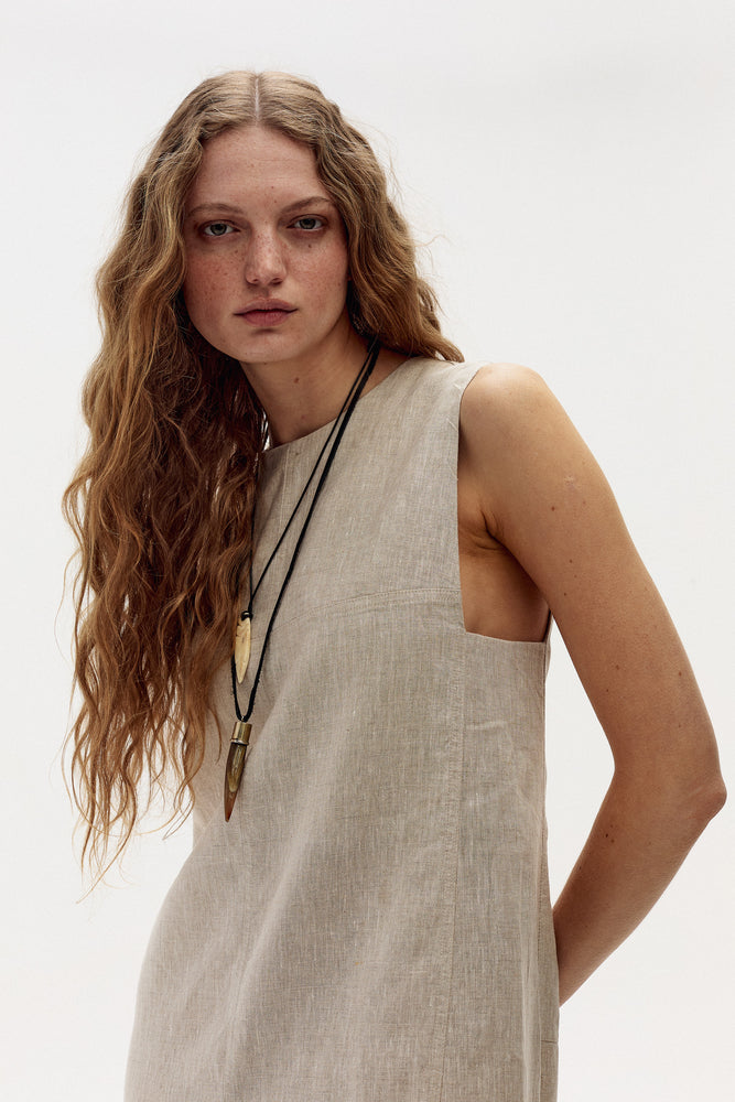 
                  
                    Vestido Fred Midi en Lino - Natural
                  
                