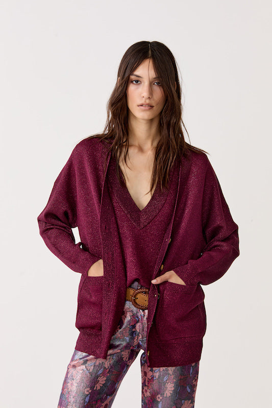 
                  
                    Cardigan Aspen en Lurex - Rosso
                  
                