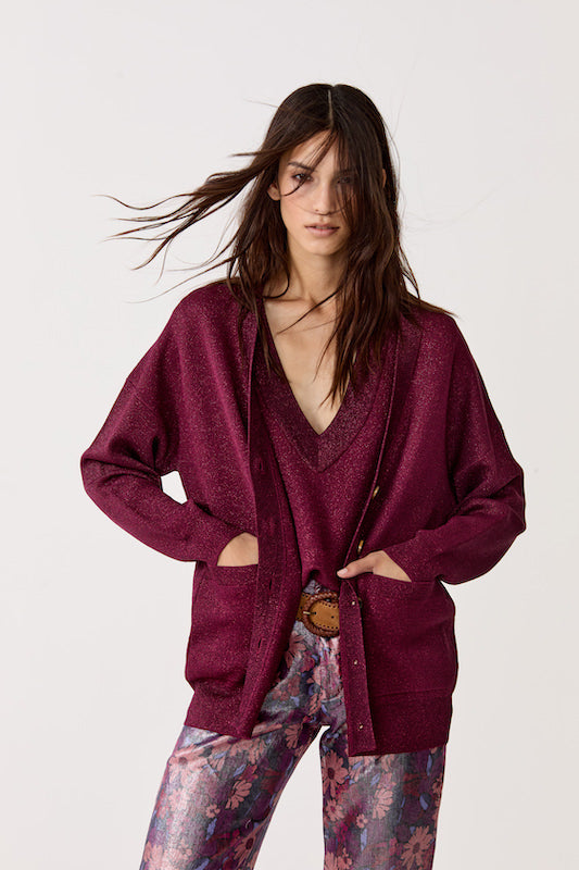 
                  
                    Cardigan Aspen en Lurex - Rosso
                  
                