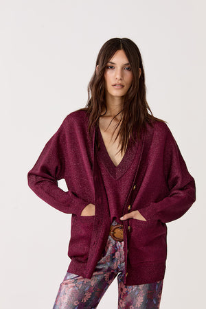 
                  
                    Cardigan Aspen en Lurex - Rosso
                  
                