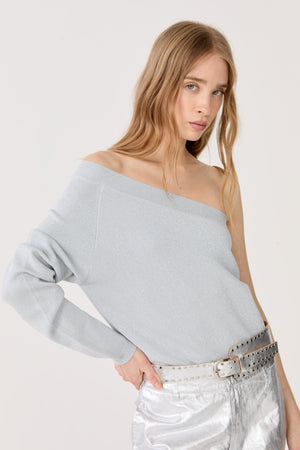 
                  
                    Top de punto glitter One Shoulder - Silver
                  
                