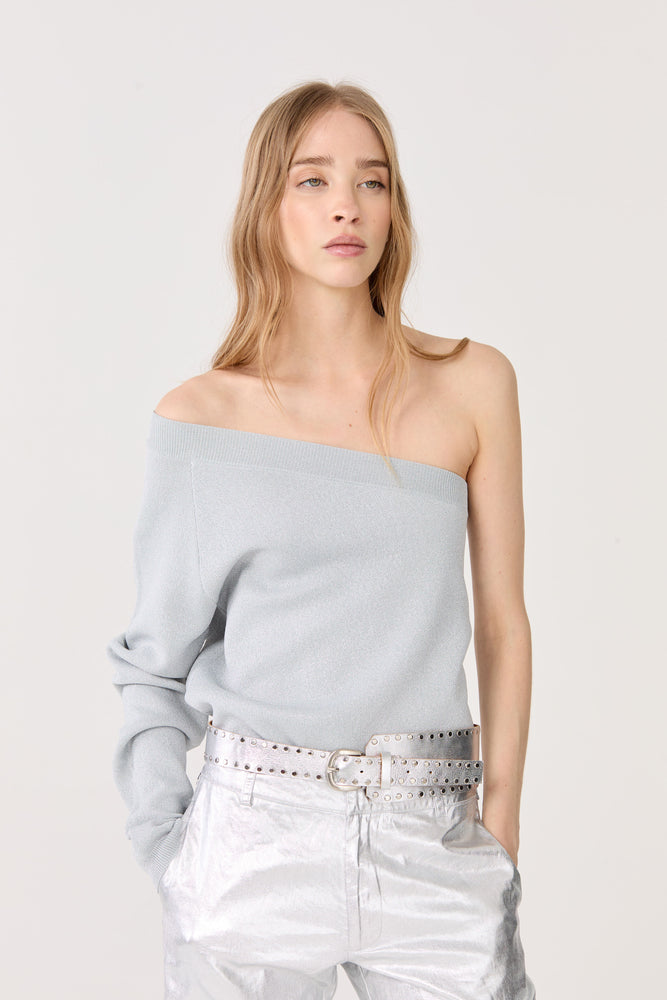 
                  
                    Top de punto glitter One Shoulder - Silver
                  
                