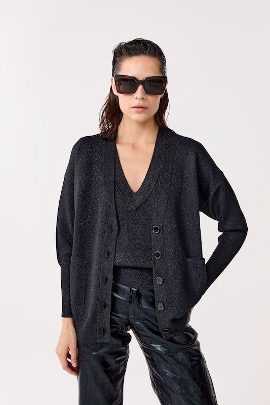 Cardigan Aspen en Lurex - Negro negro l/xl