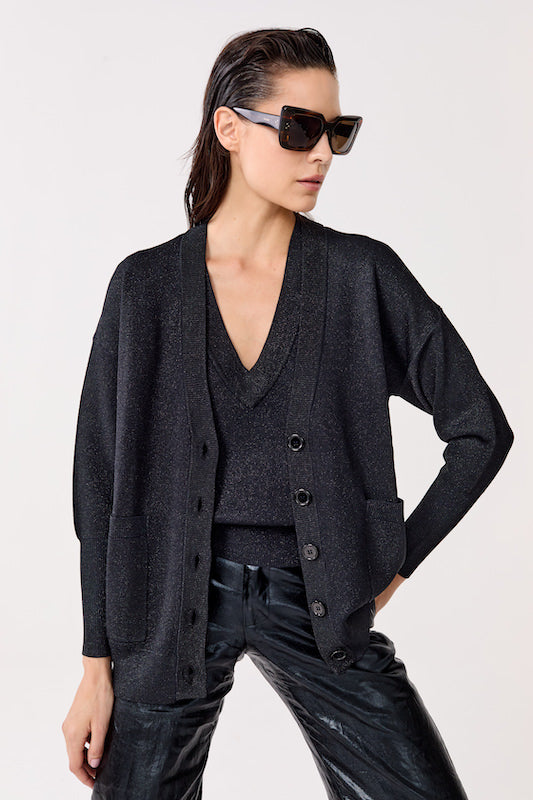 Cardigan Aspen en Lurex - Negro negro s/m