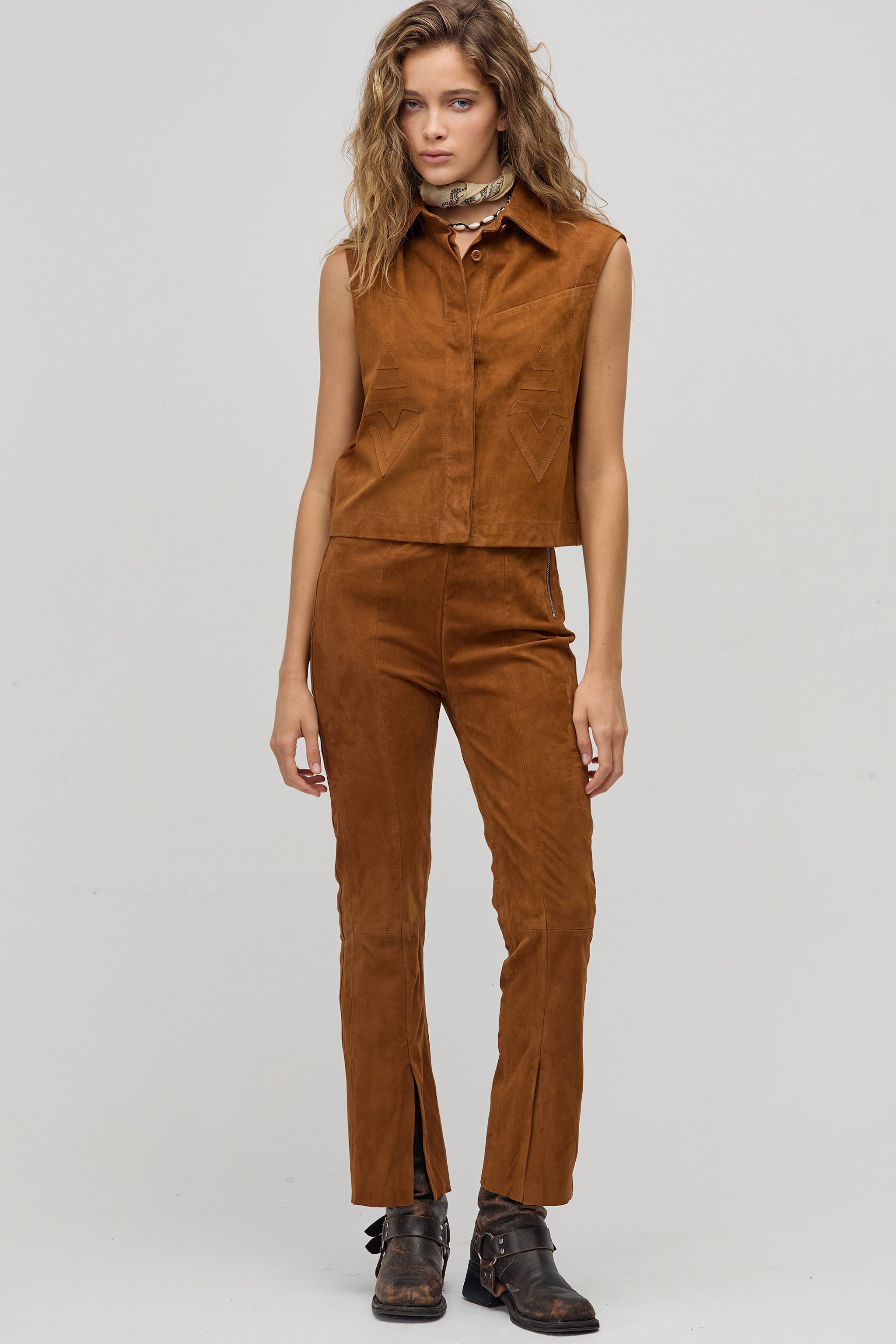 Pantalón Tori en Gamuza - Tan