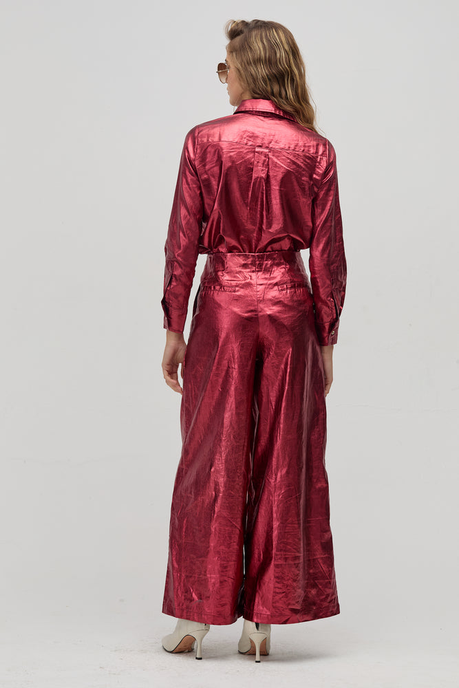 
                  
                    Pantalón Culotte en Lino Metalizado - Cherry
                  
                