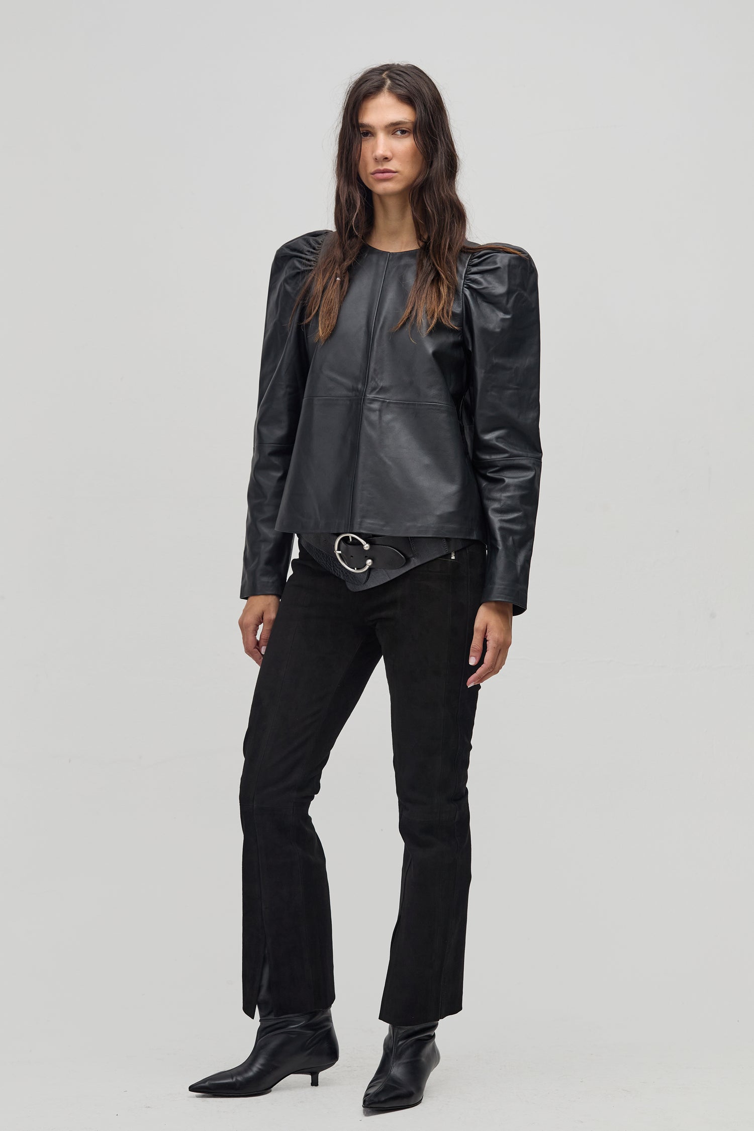 Top Alegra en Cuero de Oveja - Negro