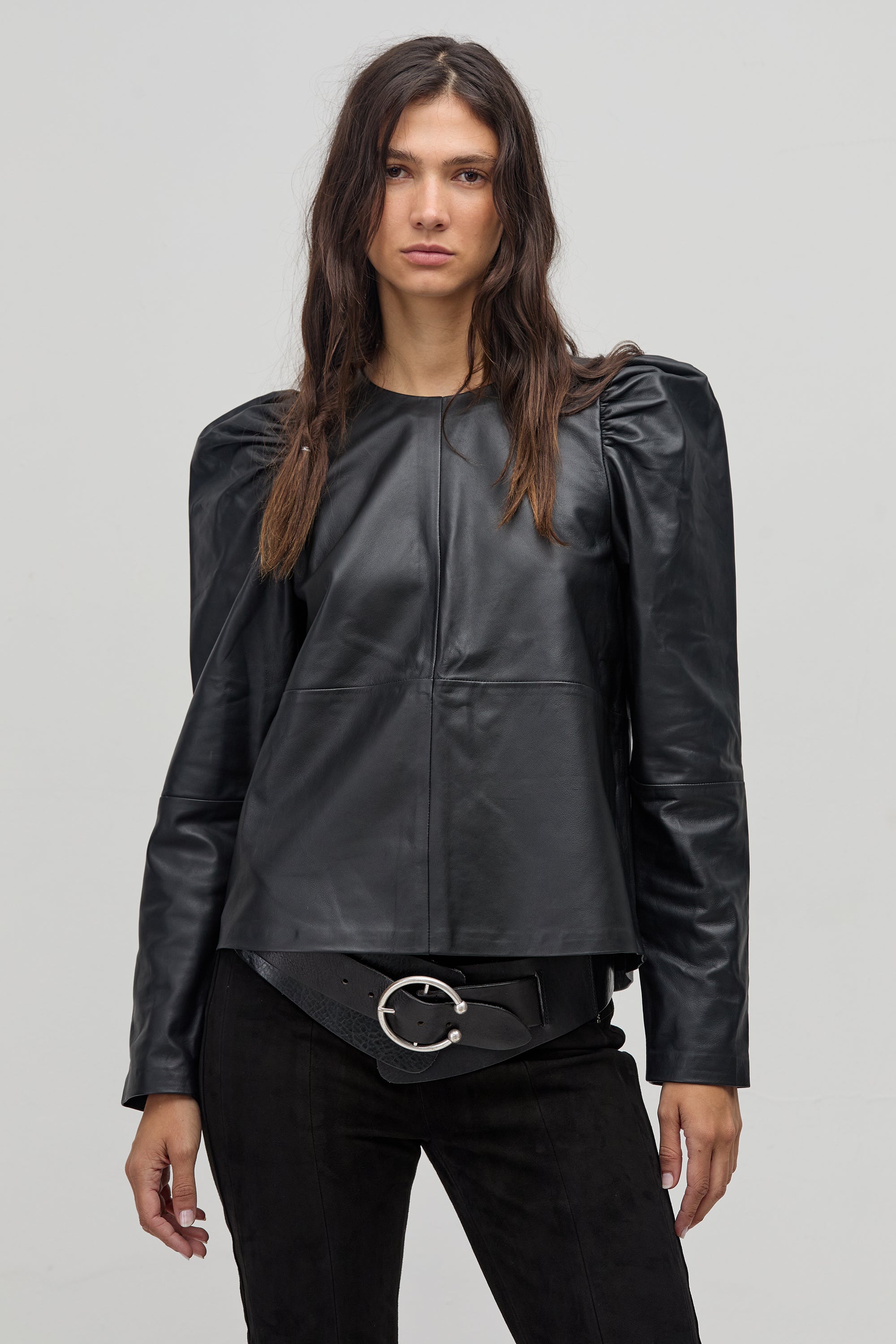 Top Alegra en Cuero de Oveja - Negro