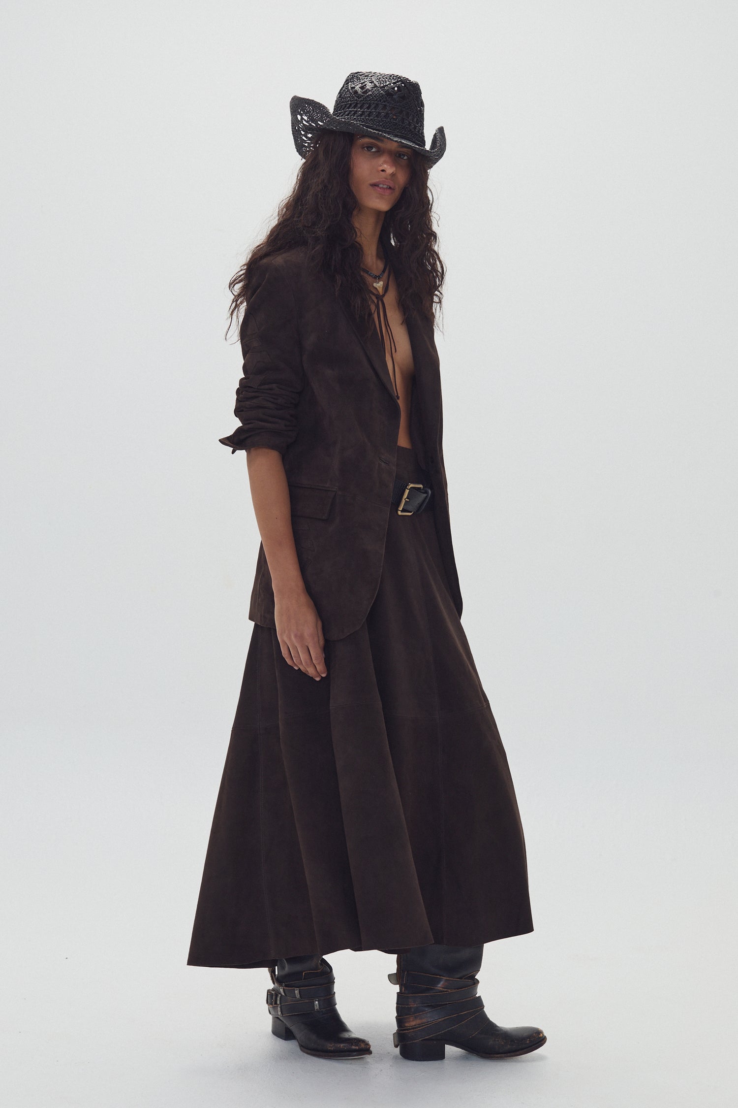 Falda Álamo en Gamuza - Cacao