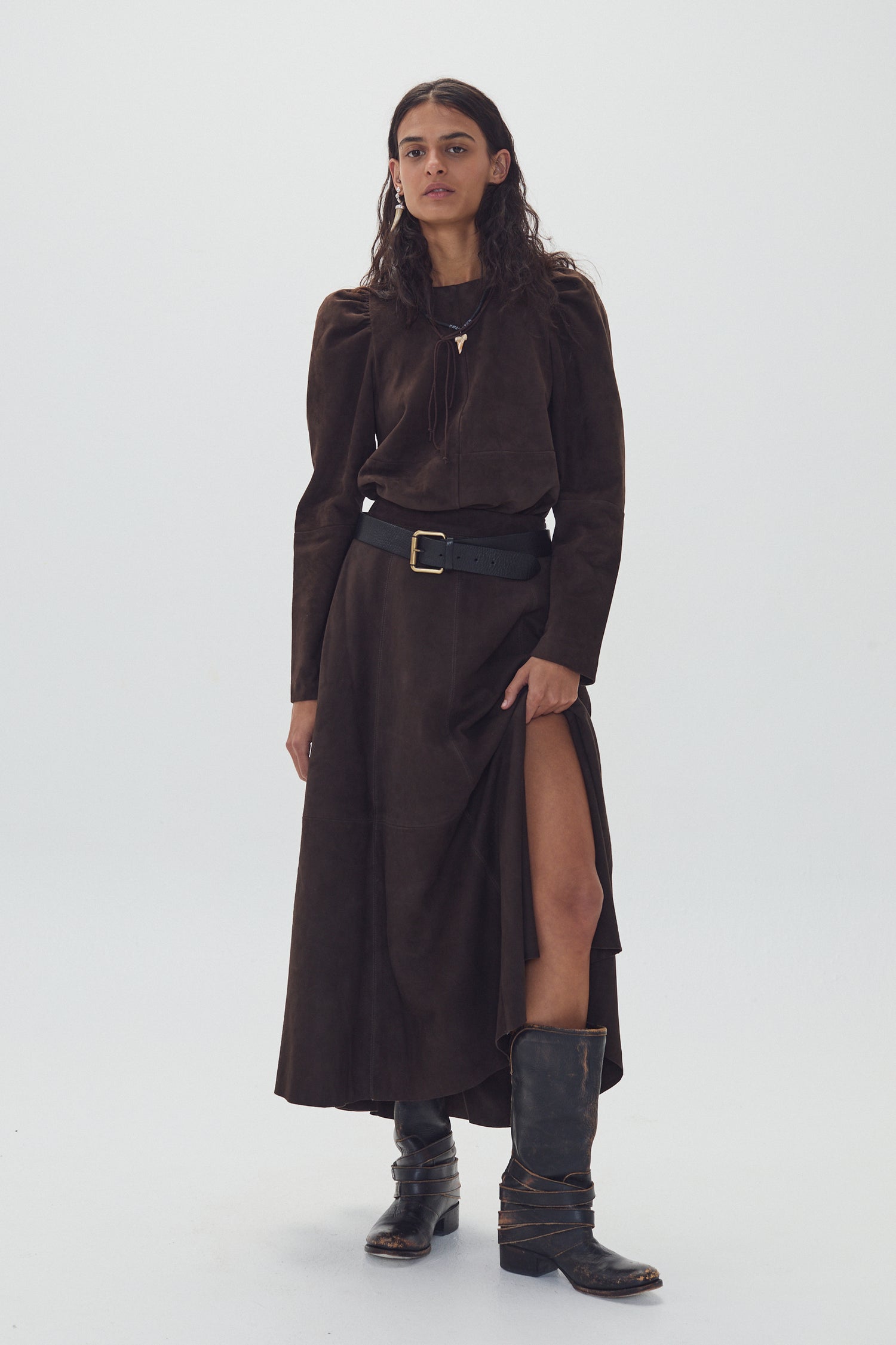 Falda Álamo en Gamuza - Cacao