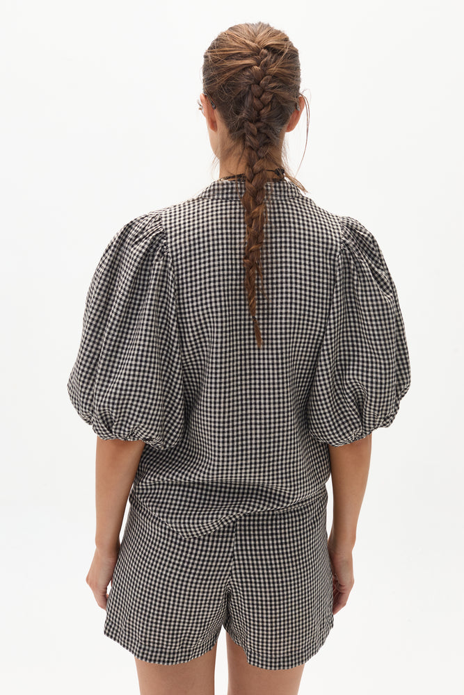 
                  
                    Short Frida en Blend de Lino - Black & Natural Vichy Checks
                  
                