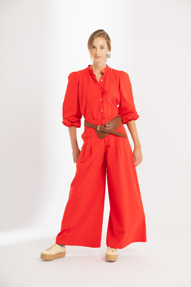 
                  
                    Pantalón Super Culotte en Canvas - Rojo
                  
                