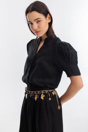 
                  
                    Camisa Athina en Lino - Negro
                  
                