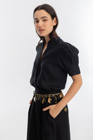 
                  
                    Camisa Athina en Lino - Negro
                  
                