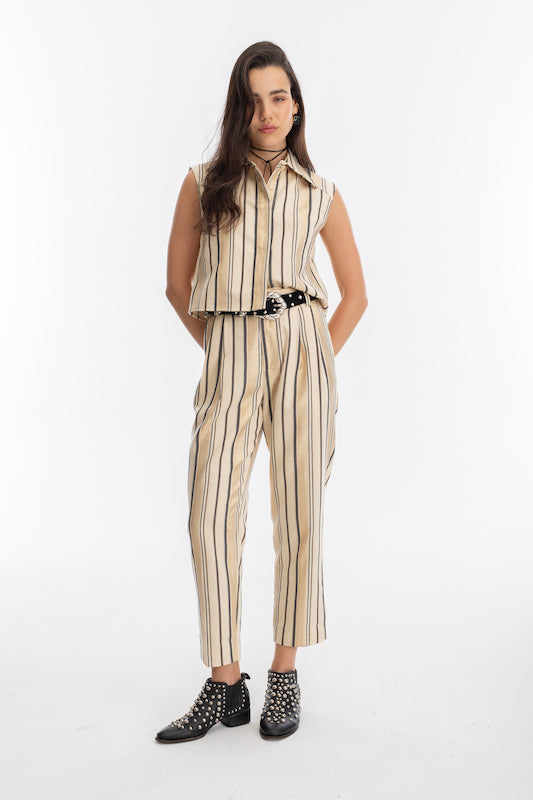 
                  
                    Top Mumbai en Jacquard - Gold Stripes
                  
                