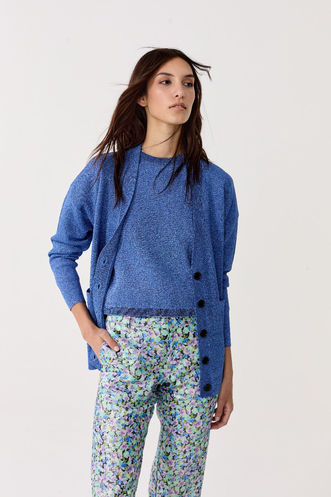 Cardigan Aspen en Lurex - Lanh Blue azul s/m