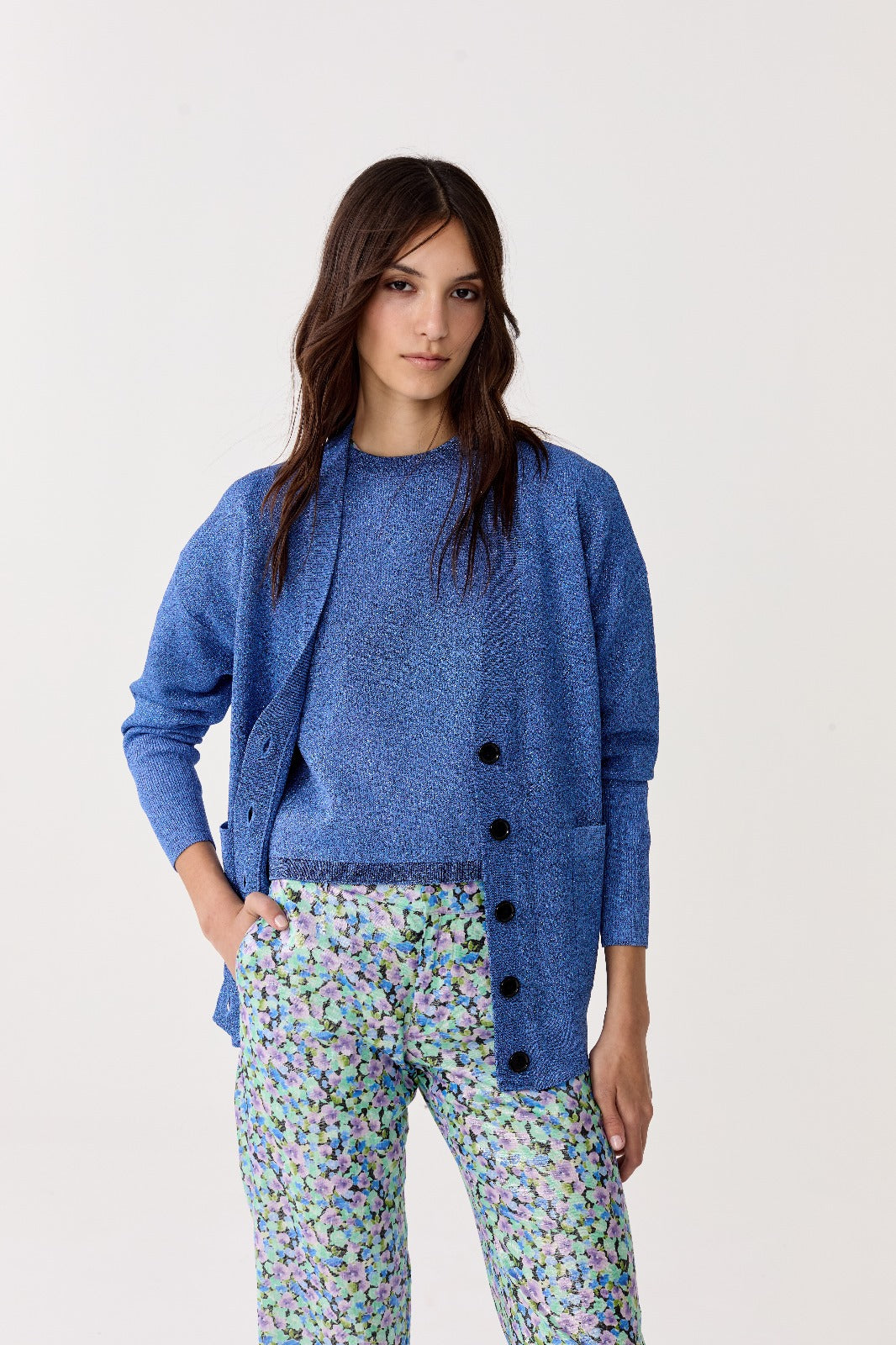 Cardigan Aspen en Lurex - Lanh Blue azul s/m