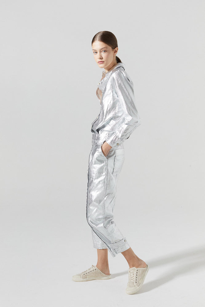 Pantalón Mercer en Lino Metalizado - Silver